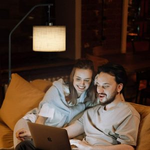 DEWENWILS Arc Modern Floor Lamp with LED Dimmable Bulbs