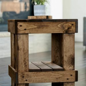 Del Hutson Designs Rustic Farmhouse Solid Wood End Table