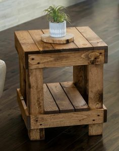 Del Hutson Designs Rustic Farmhouse Solid Wood End Table