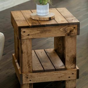 Del Hutson Designs Rustic Farmhouse Solid Wood End Table