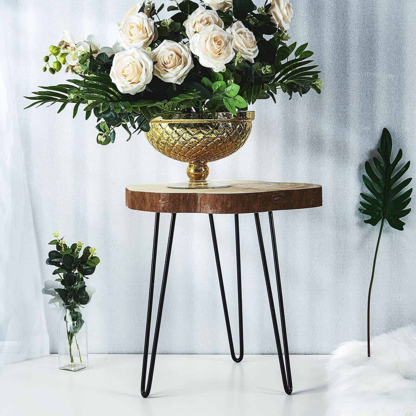 Natural Wood Sliced Round End Table