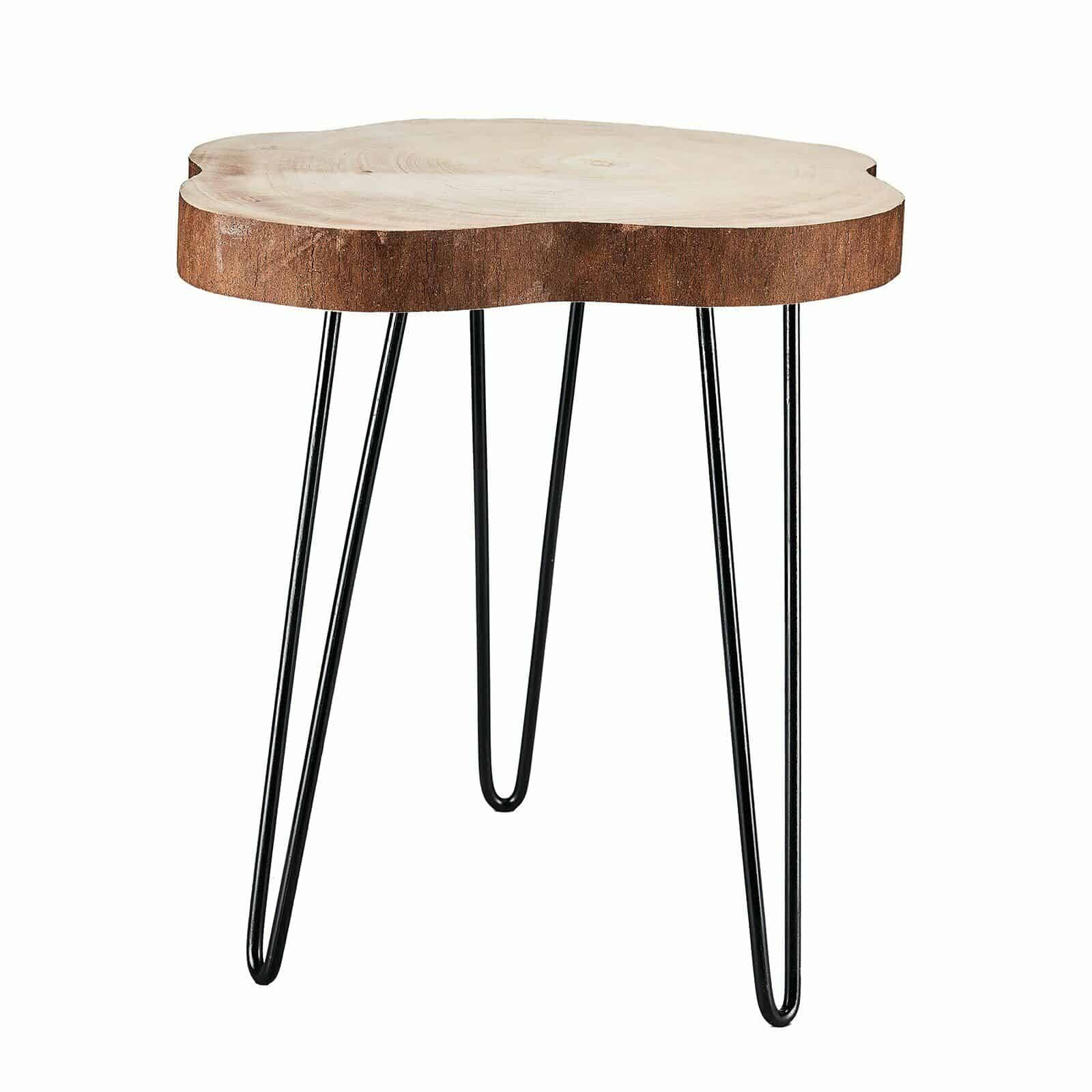 Natural Wood Sliced Round End Table