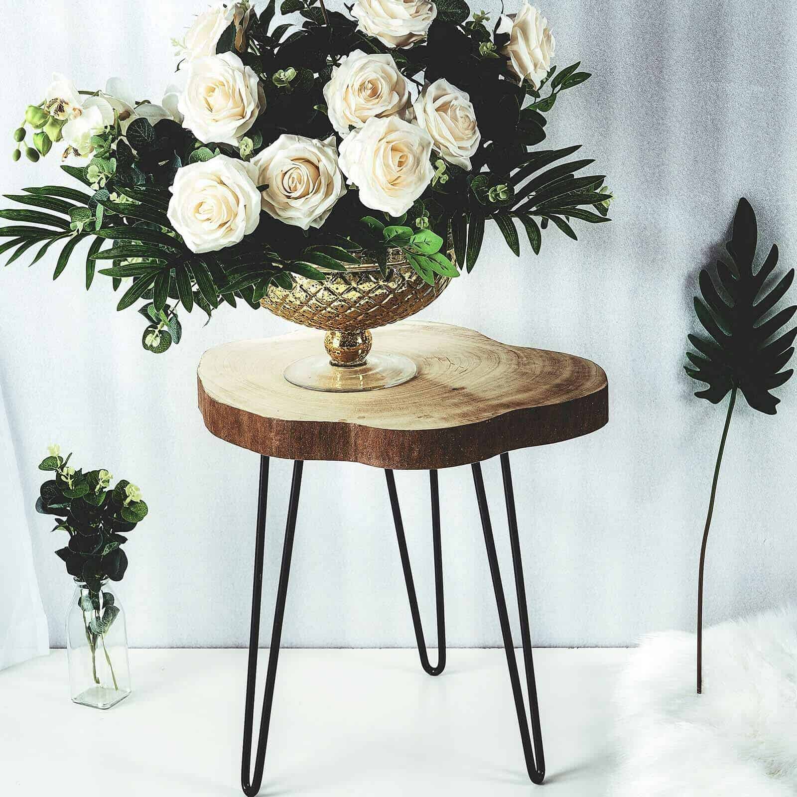 Natural Wood Sliced Round End Table