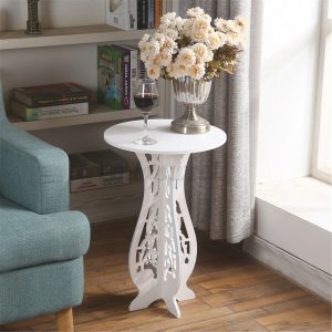 Round White WPC Outdoor/Indoor End Table