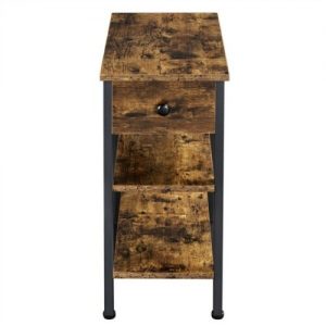 Modern Accent Side Table with Drawer and Shelves