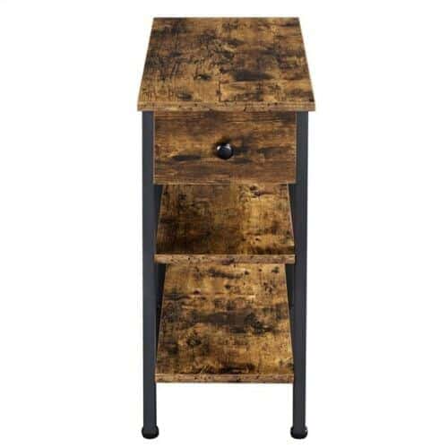 Modern Accent Side Table with Drawer and Shelves