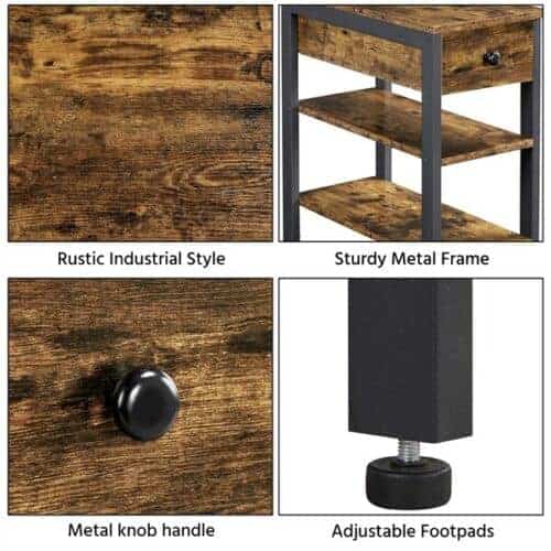 Modern Accent Side Table with Drawer and Shelves