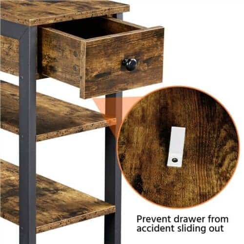 Modern Accent Side Table with Drawer and Shelves