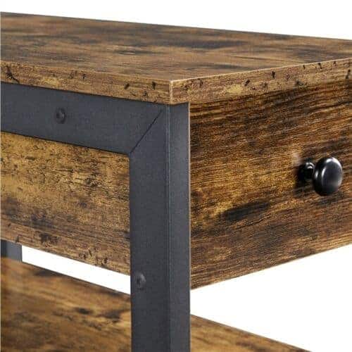 Modern Accent Side Table with Drawer and Shelves