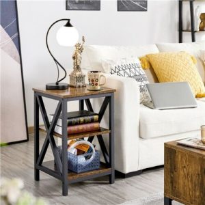 3-Tier Rustic Living Room Side Table