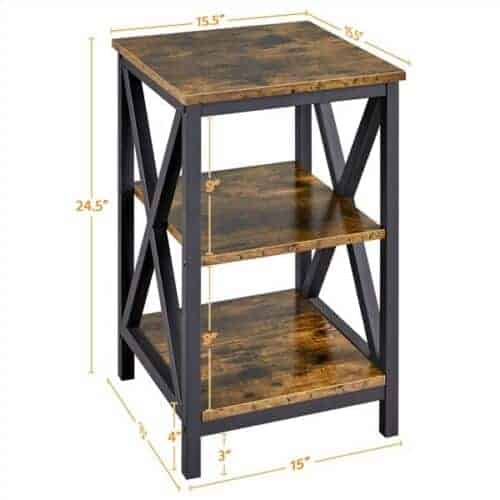 3-Tier Rustic Living Room Side Table