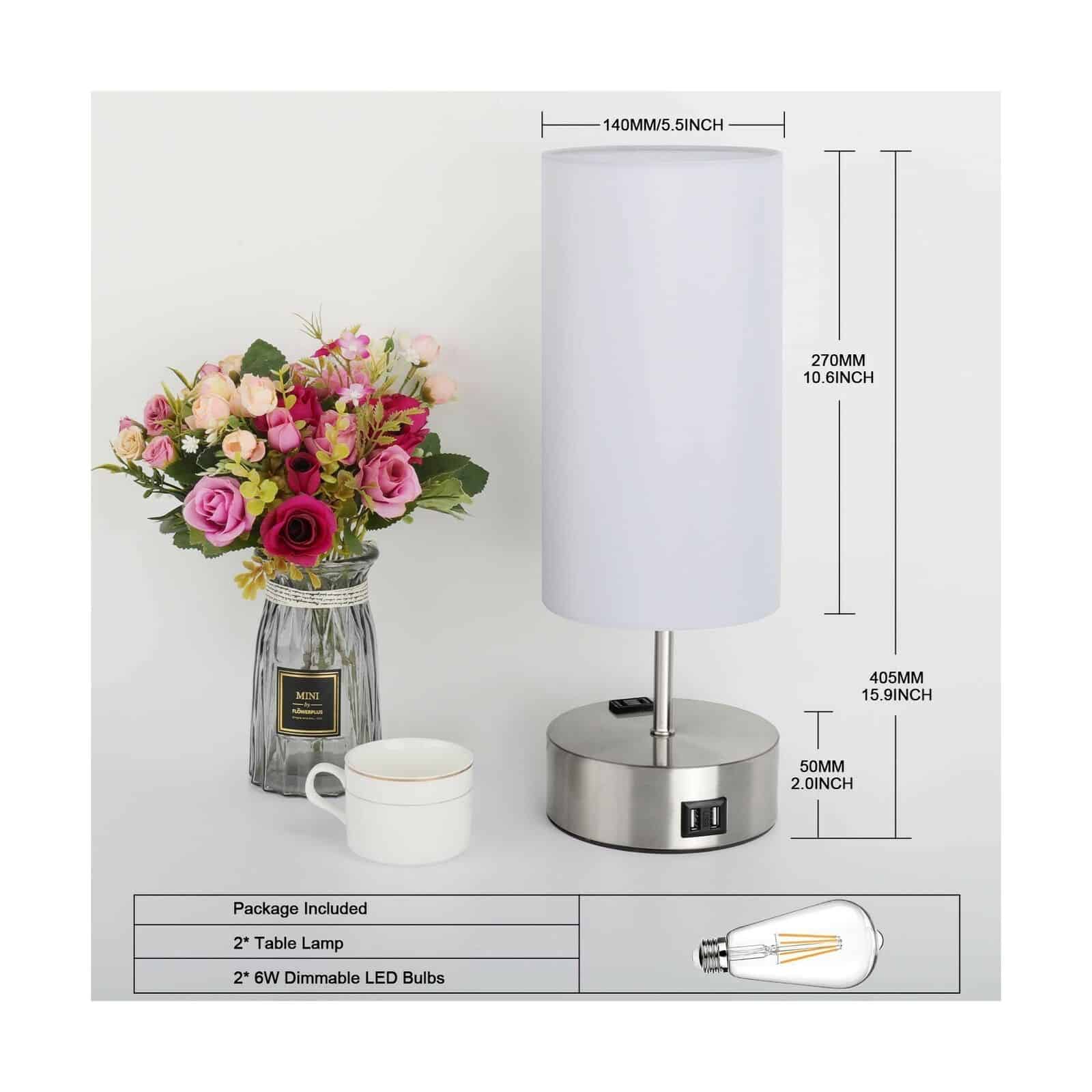 Set of 2 Bedside Table Lamps 2