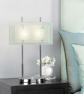 Possini Charles Street Chrome Table Lamp w/ Satin Nickel Glass Shade 3