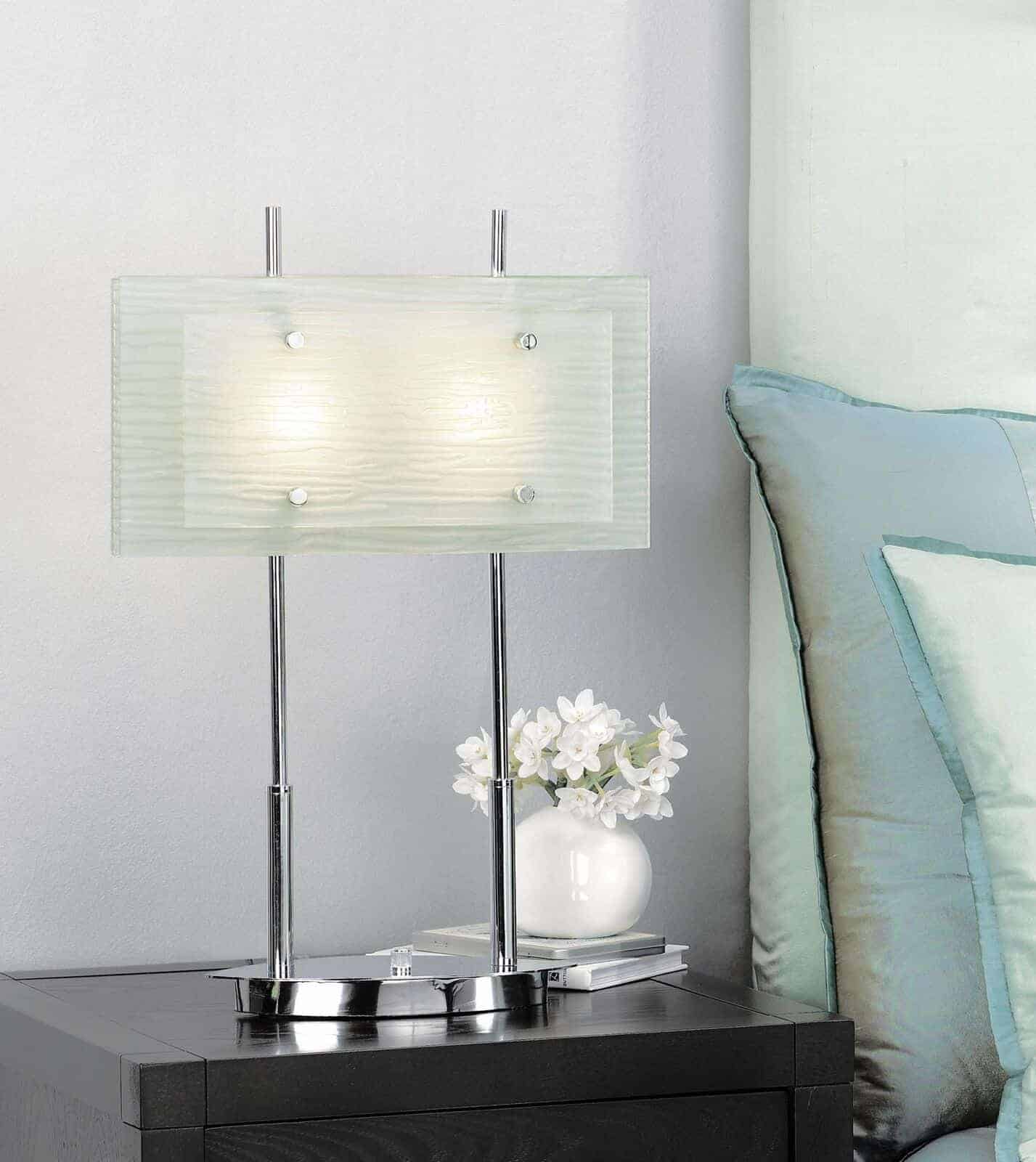 Possini Charles Street Chrome Table Lamp w/ Satin Nickel Glass Shade 3
