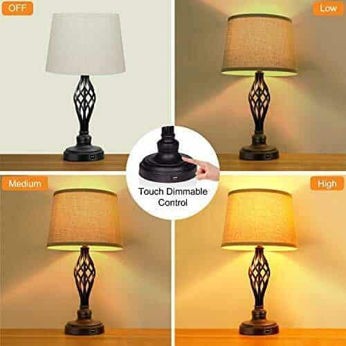 Set of 2 Touch 3-Way Dimmable Table Lamp 3