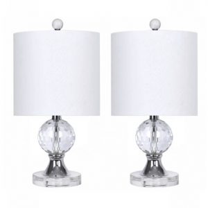 Set of 2 Clear Crystal Chrome Table Lamps