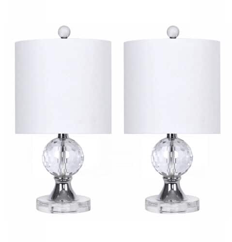 Set of 2 Clear Crystal Chrome Table Lamps