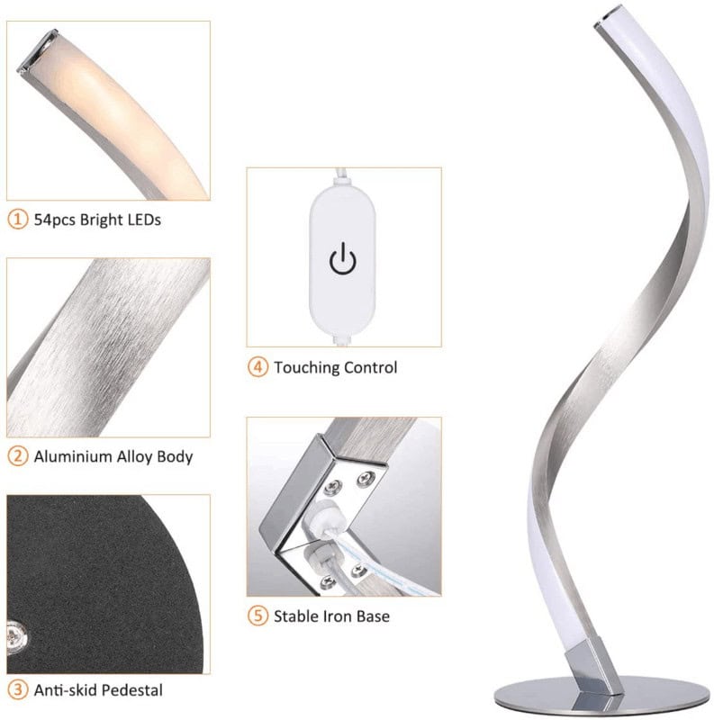 Spiraled Steel Dimmable LED Table Lamp 4