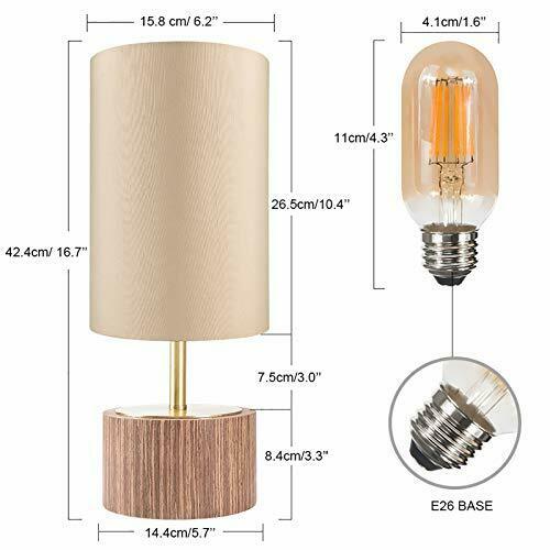 Set of 2 Gold Column Dimmable Table Lamps w/ Solid Wood Base 7