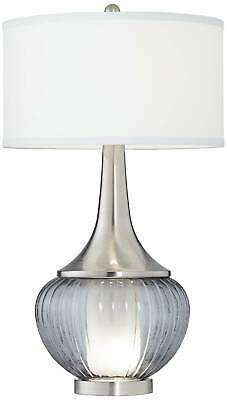 Set of 2 Brushed Nickel "Blue Glow" Table Lamps 4