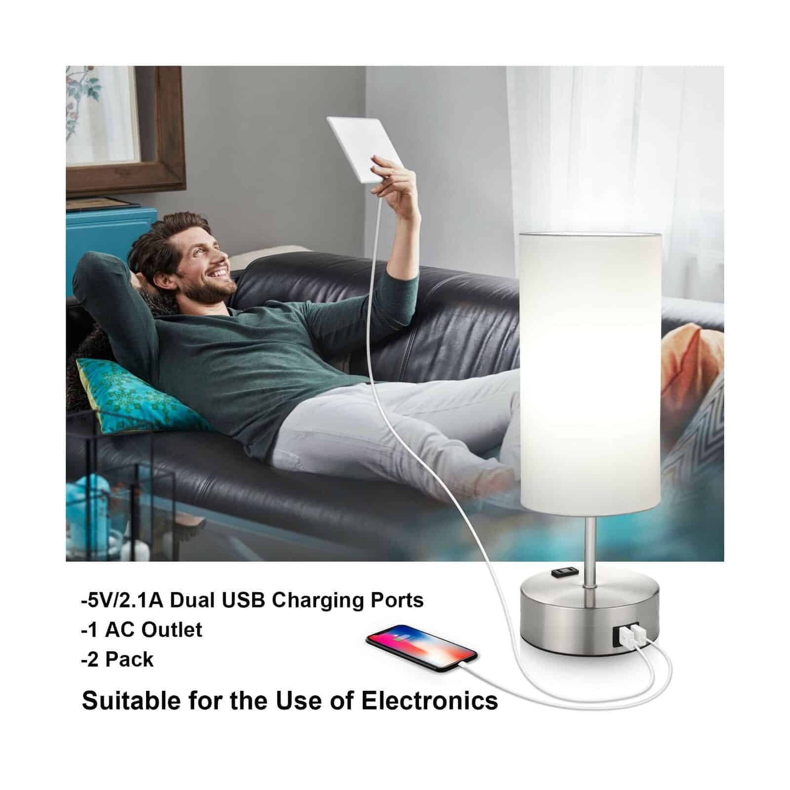 Set of 2 Bedside Table Lamps 3