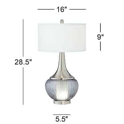 Set of 2 Brushed Nickel "Blue Glow" Table Lamps 5