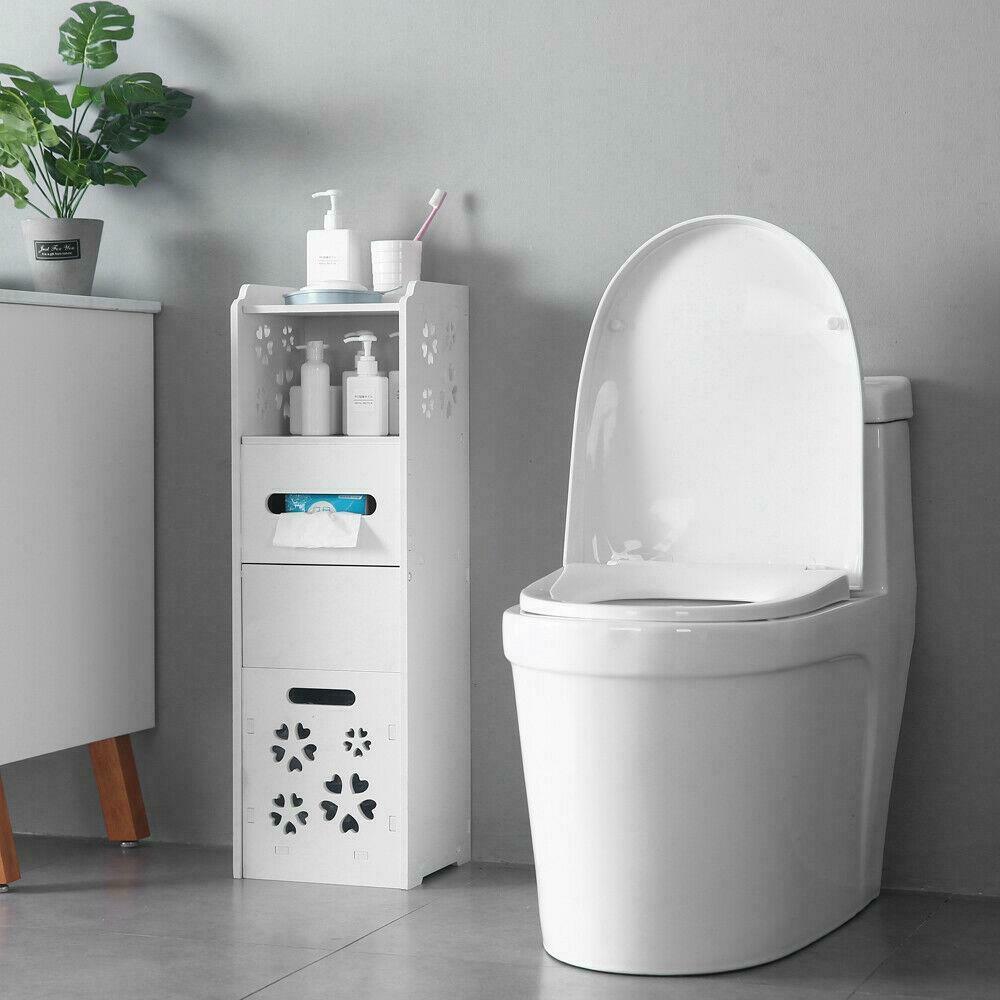 White Slim Multi-Functional Bathroom Storage Cabinet 8