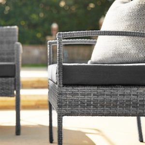 4-Piece Gray Rattan Wicker Outdoor Patio Set 1