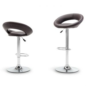 Set of 2 - Hydraulic Faux Leather Bar Stools