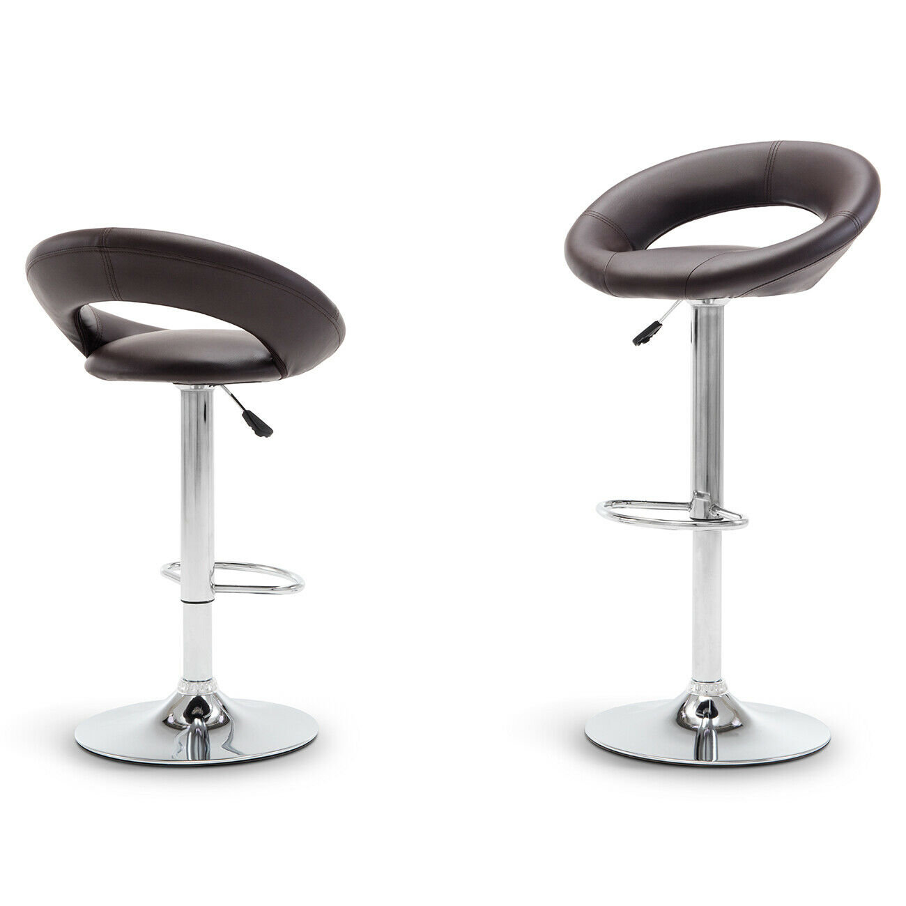 Set of 2 - Hydraulic Faux Leather Bar Stools