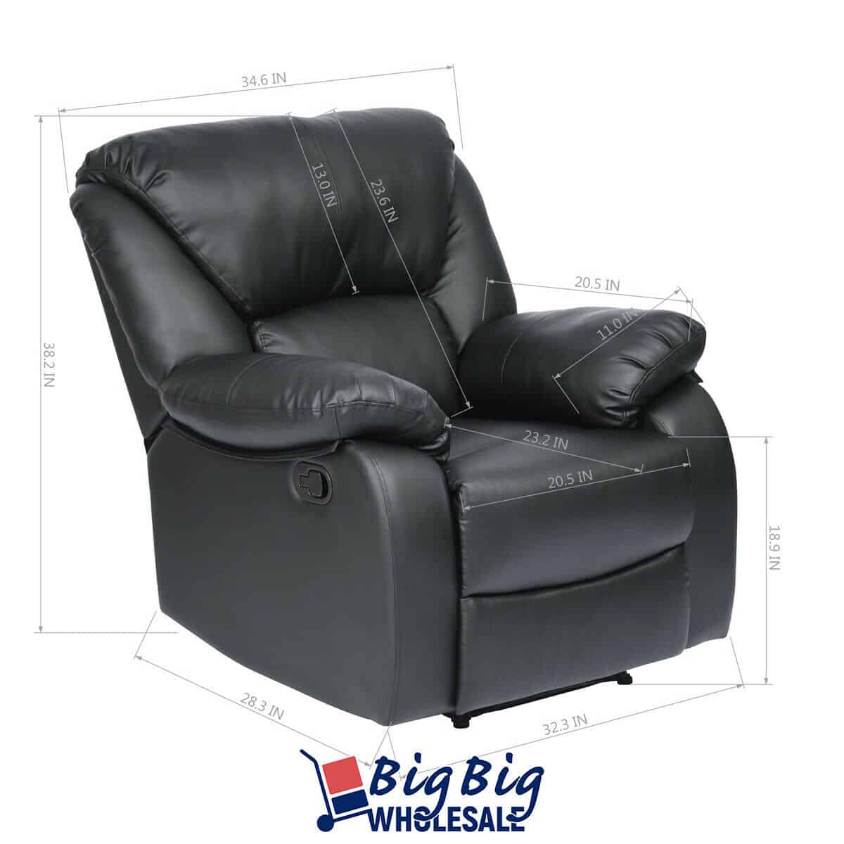 Geniqua Black Soft Leather Recliner Chair 2
