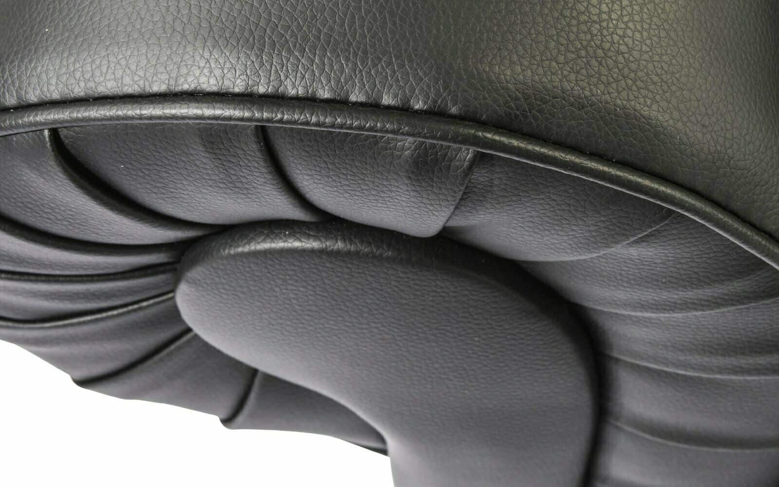 3-Seat Black Bonded Leather Scroll Arm Chesterfield Sofa 6