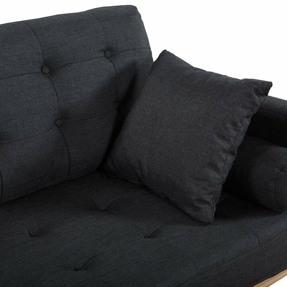 Mid-Century Dark Gray Sofa Couch with Wood Frame 2