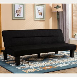 Black Microfiber Convertible Sofa Bed 1