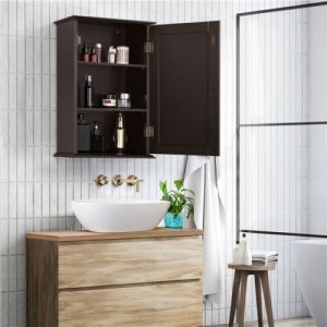 Dark Brown 3-Tier Wall Mounted Bathroom or Kitchen Cabinet 5
