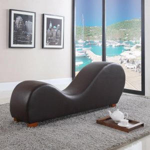 Modern Yoga Chair Chaise Bonded Leather Chaise Lounge Yoga Chair, Brown