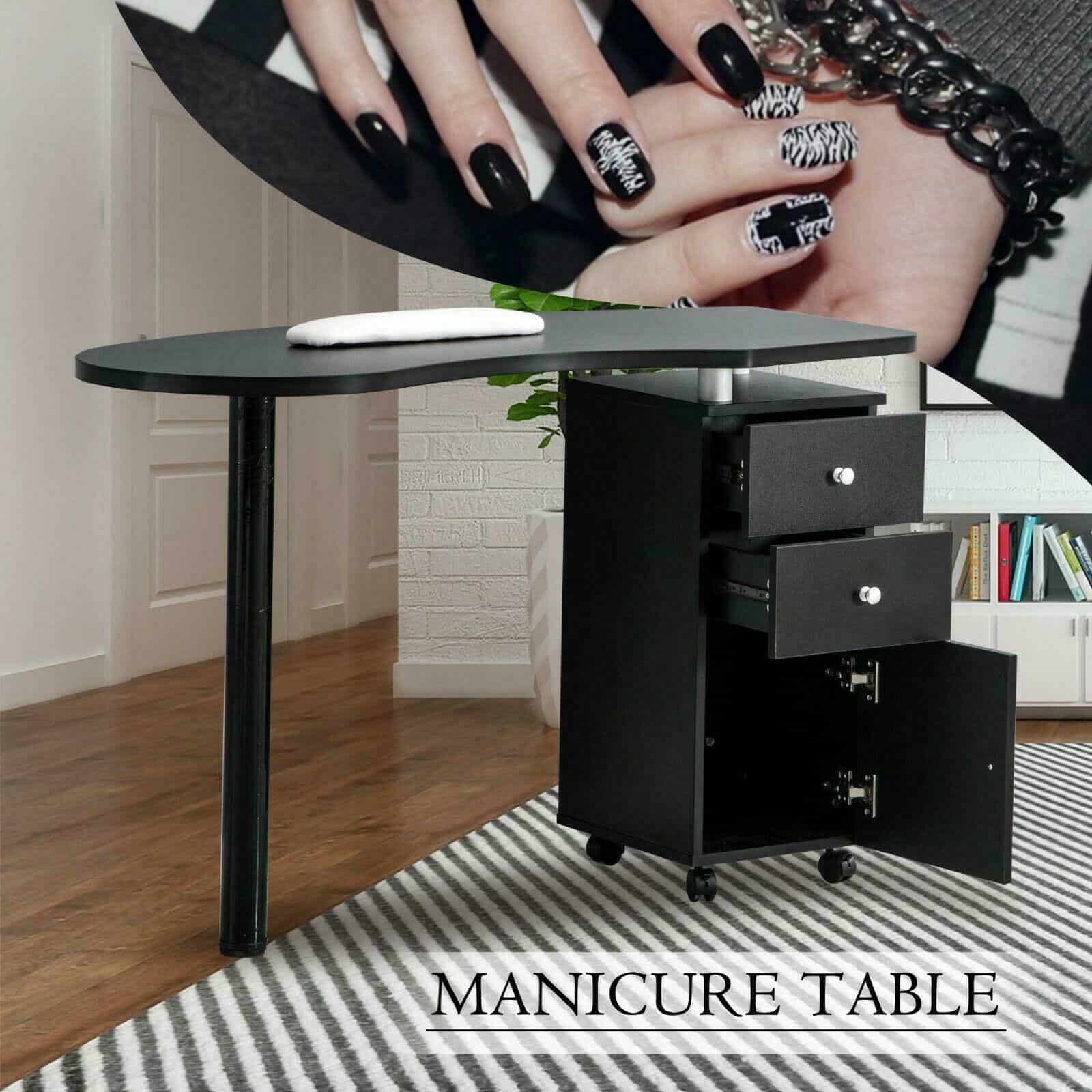 Minimalist Black Wooden Work Table w/ 3 Drawers 2