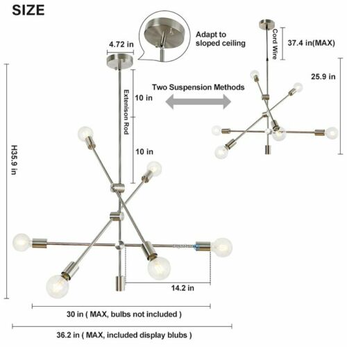 6 Light Midcentury Modern Sputnik Ceiling Light Pendant 5