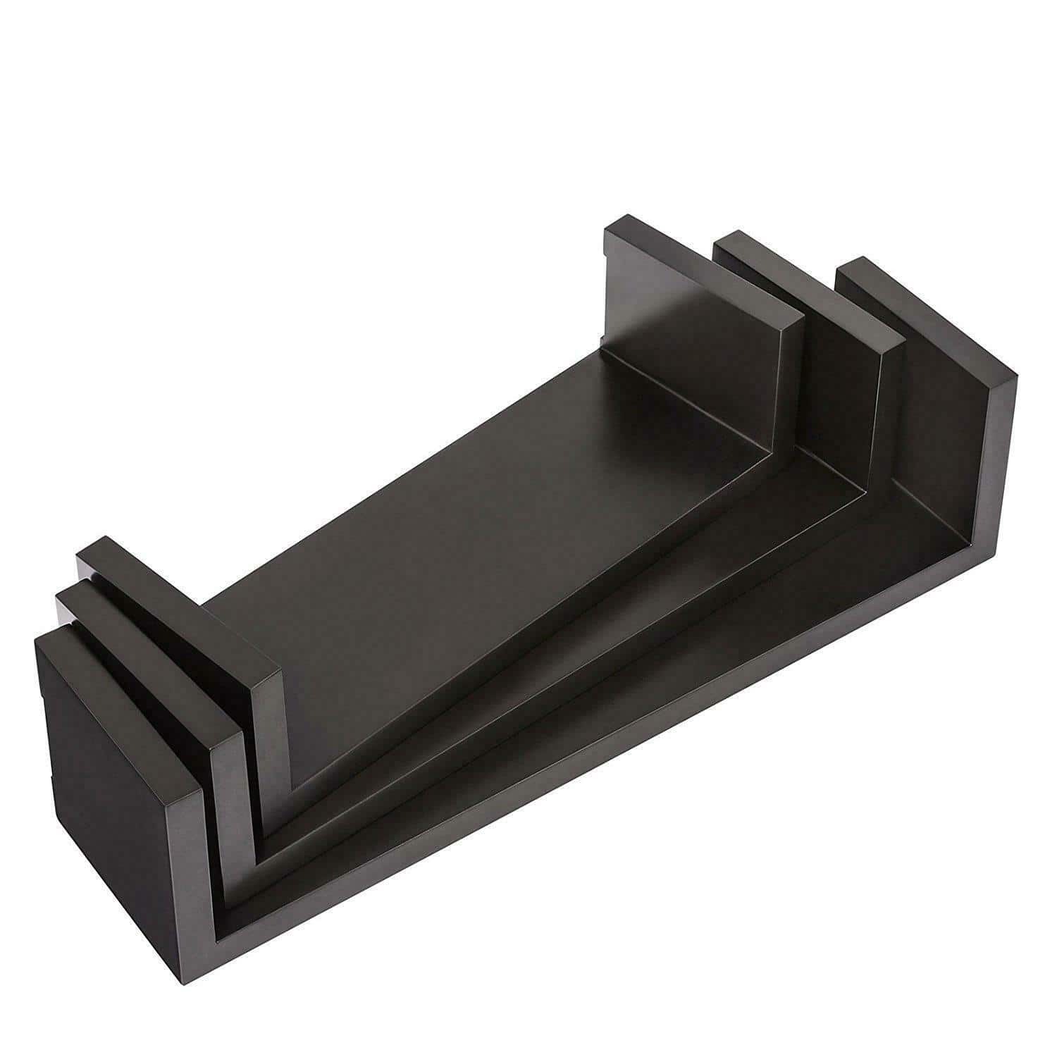Set of 3 U-Shaped Black Wall Shelves 4