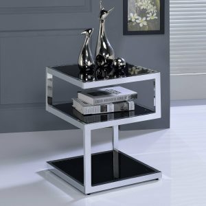 Contemporary Black Glass Side Table