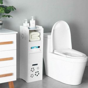 White Slim Multi-Functional Bathroom Storage Cabinet 3