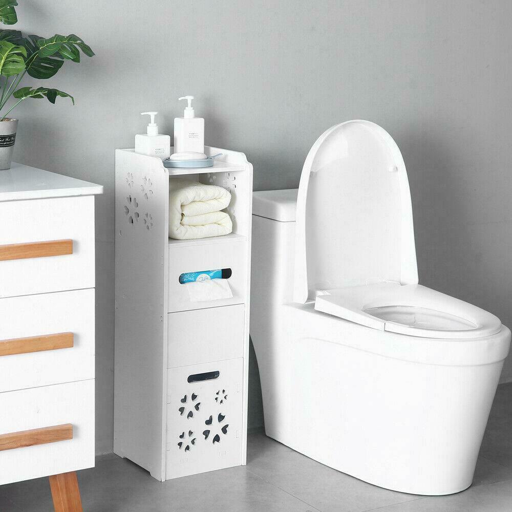 White Slim Multi-Functional Bathroom Storage Cabinet 3