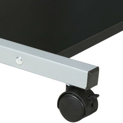 Minimalist Rolling Computer Desk w/ Top Printer Shelf 10
