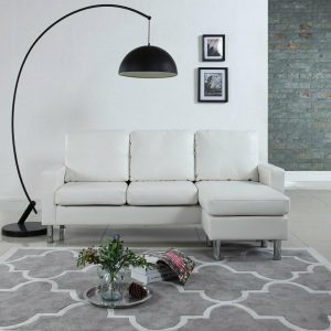 White Faux Leather Configurable Sectional Sofa