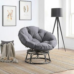 Puffy Papasan Steel Chair W/ 360-Degree Swivel