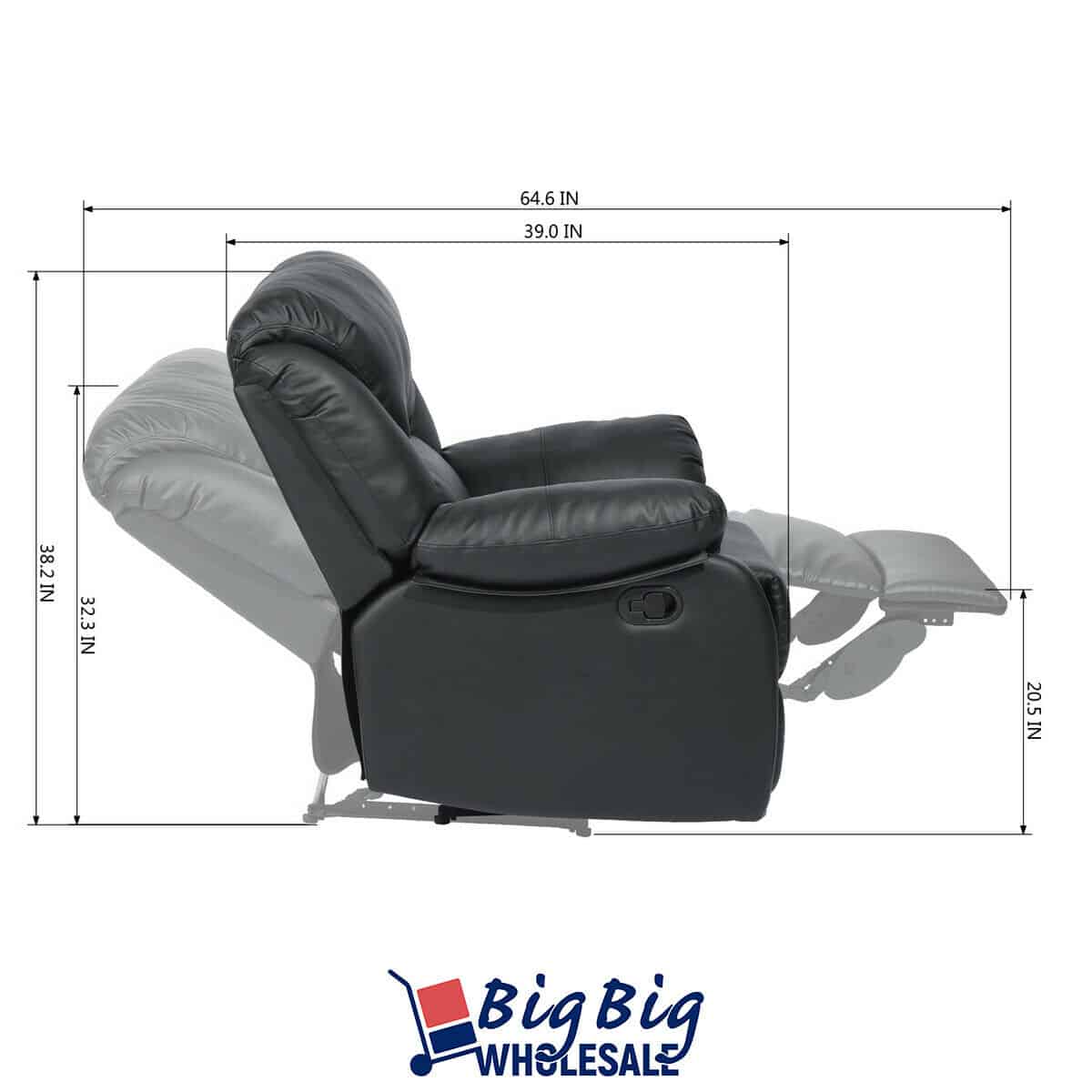 Geniqua Black Soft Leather Recliner Chair 3