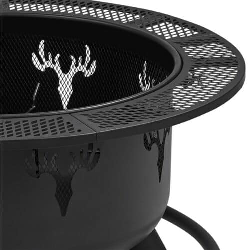 32" Outdoor Wood Fire Pit w/ 18.5in Cooking Grill 6