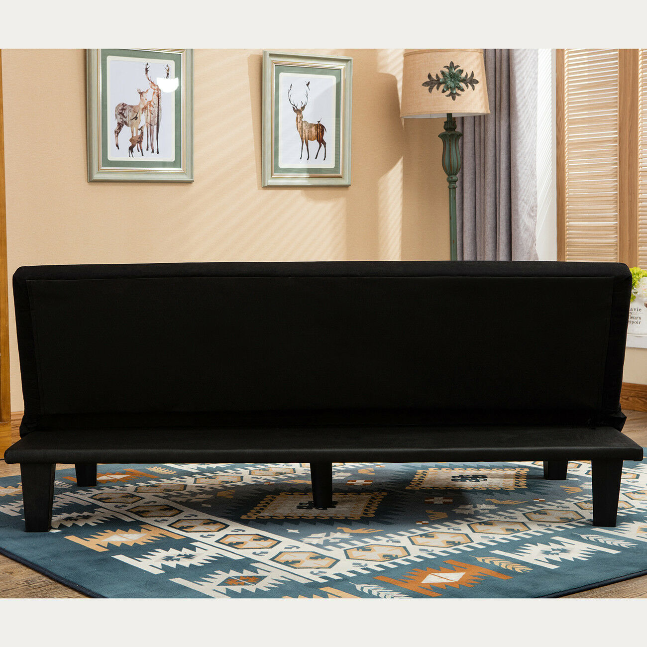 Black Microfiber Convertible Sofa Bed 4