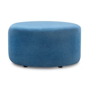 24" Round Upholstered Kiln-dried Hardwood Blue Ottoman 1
