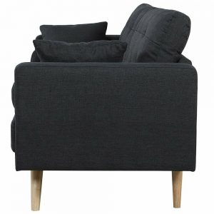 Mid-Century Dark Gray Sofa Couch with Wood Frame 1